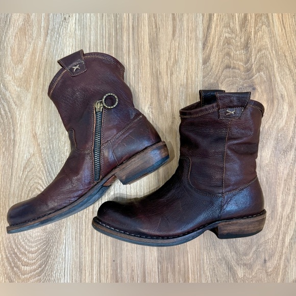 Fiorentini Baker Boots Ankle Cruna Oiled Leather Brown Leather 35 Italy US 5 EUC - Picture 4 of 6